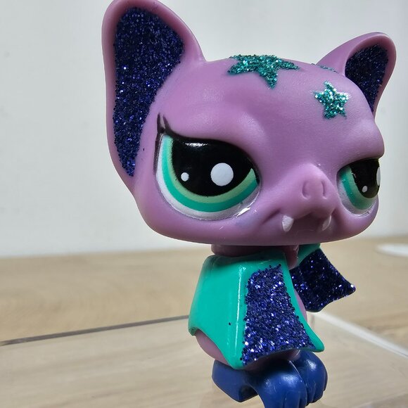 Hasbro Littlest Pet Shop #2142 Bat Purple Blue Sparkle Glitter Pretty Pairs LPS - Picture 3 of 10